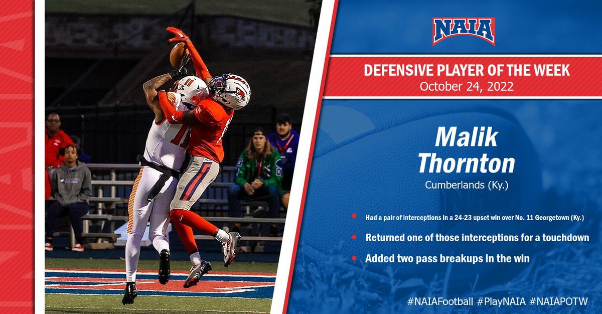 UCPatriotFball's tweet photo. The accolades keep rolling in…
NATIONAL DEFENSIVE PLAYER OF THE WEEK: @MalikThornton24‼️

https://t.co/xu86Ui9ME8

🔴⚪️🔵
#ALLIN #GoPats #OneBigTeam https://t.co/CoFkIebjQ1
