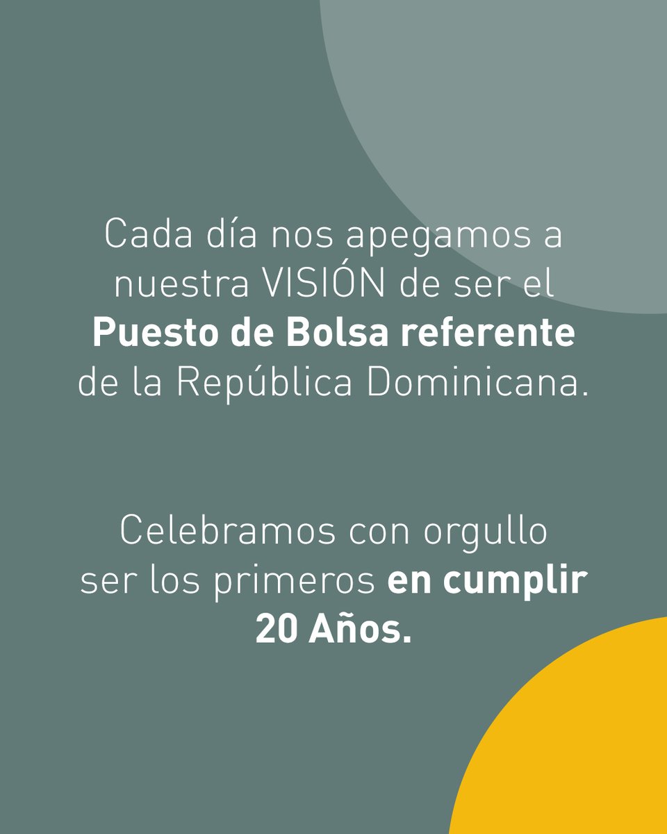 Parval_RD's tweet photo. Cada día nos apegamos a nuestra VISIÓN de ser el puesto de bolsa referente de la República Dominicana.

Celebramos con orgullo ser los primeros en cumple 20 años.

#ParvalRD #PARVAL20Años #MercadoDeValores https://t.co/w0M1Ymuket
