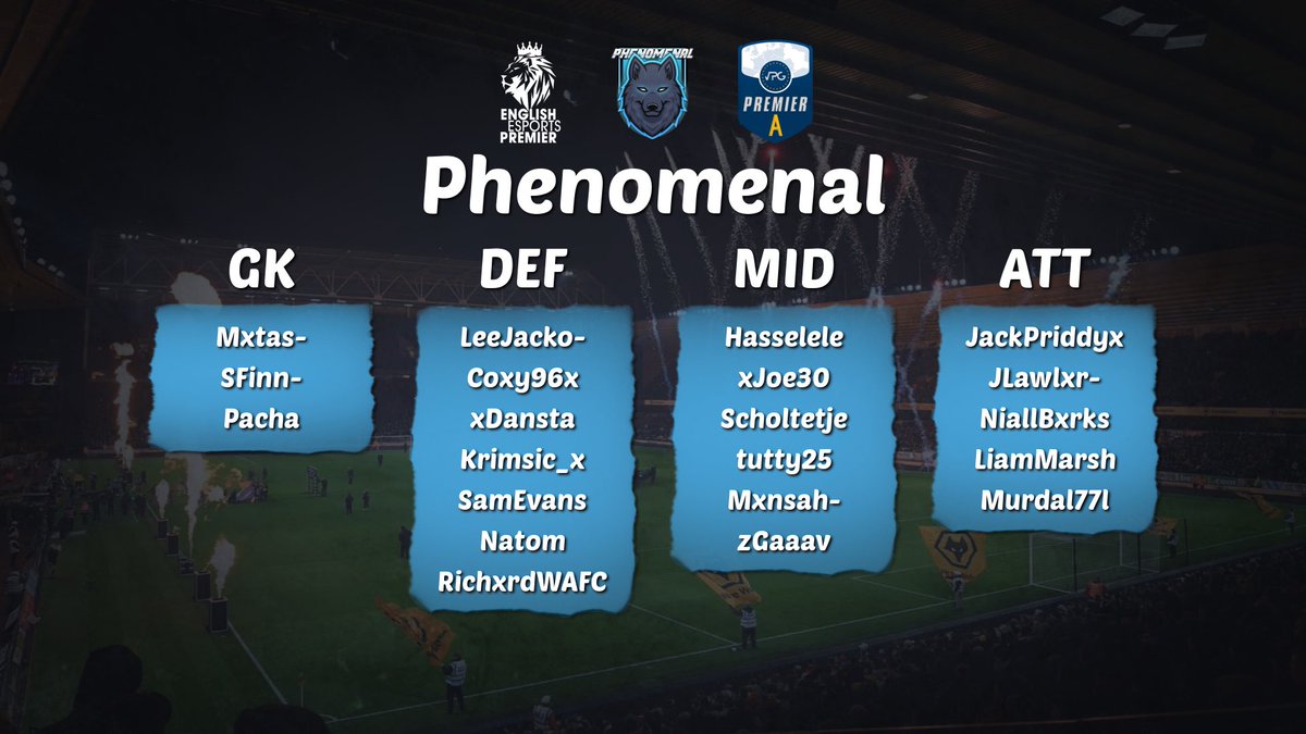 Our Squad list for the season in the <a href="/OfficialVPG/">Virtual Pro Gaming</a>