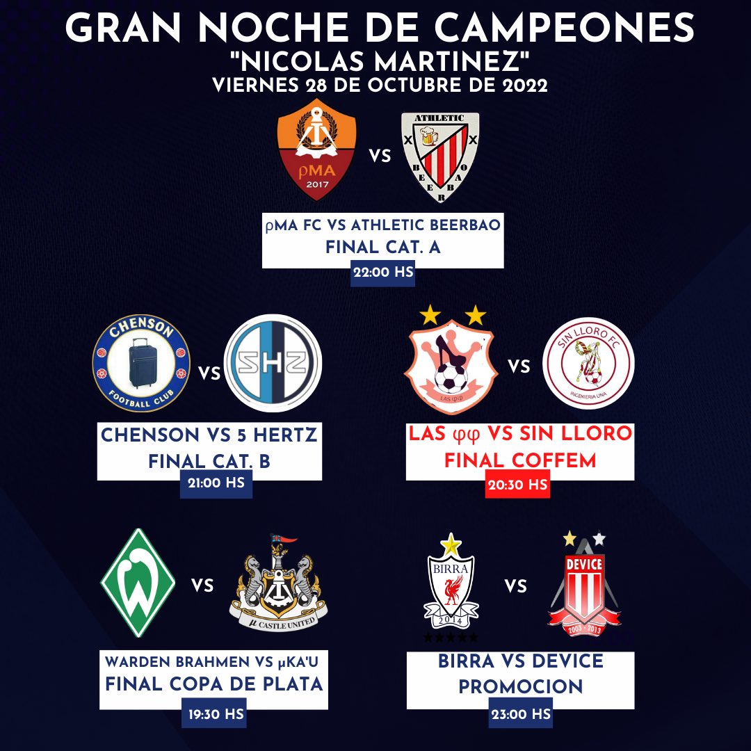 Presentamos los encuentros de la jornada de cierre del viernes 😎⚽️🥇🥈🥉🏆