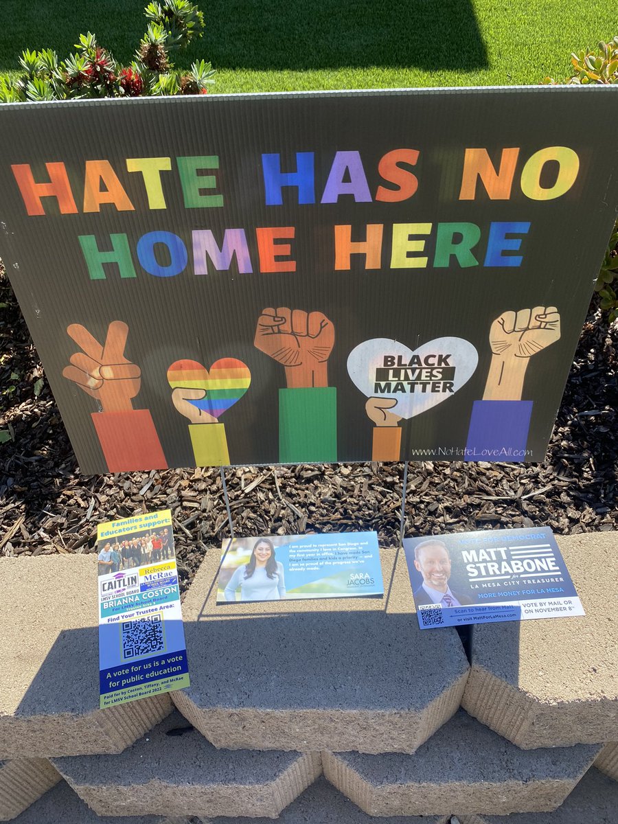 MyersSD30's tweet photo. Canvassing today for some amazing candidates in La Mesa. #GoMattGo @MattStrabone for Treasurer, @RepSaraJacobs for re-election and slate for LMSV School District. https://t.co/iwi1t4a1Dm
