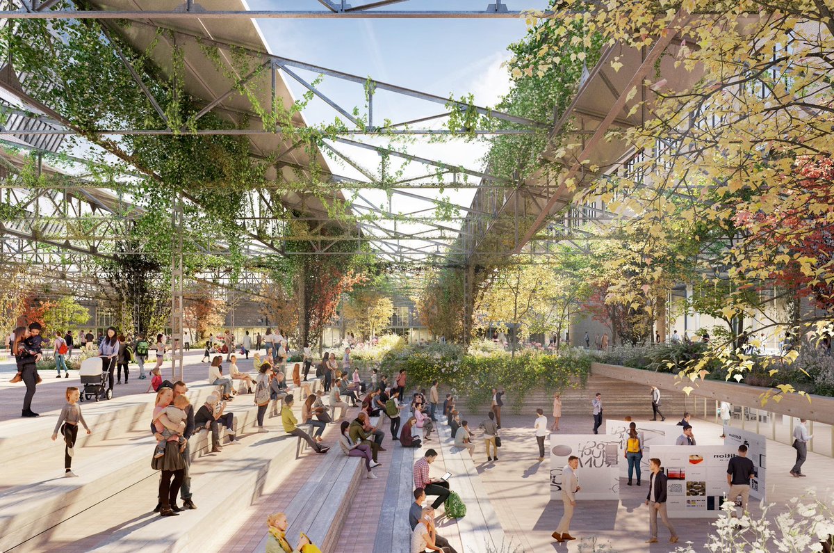 Barcelona isn't just applying the Superblock model to residential areas but industrial redevelopments, as well. A former Mercedes-Benz factory on the edge of town will soon be a low-car mixed-use neighborhood.
