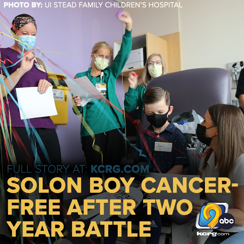 Monday marked an important day for Tyler Juhl, an 8-year-old from Solon who has been battling B-cell acute lymphoblastic leukemia for the past two years.  Congratulations Tyler!kcrg.com/2022/10/24/sol…