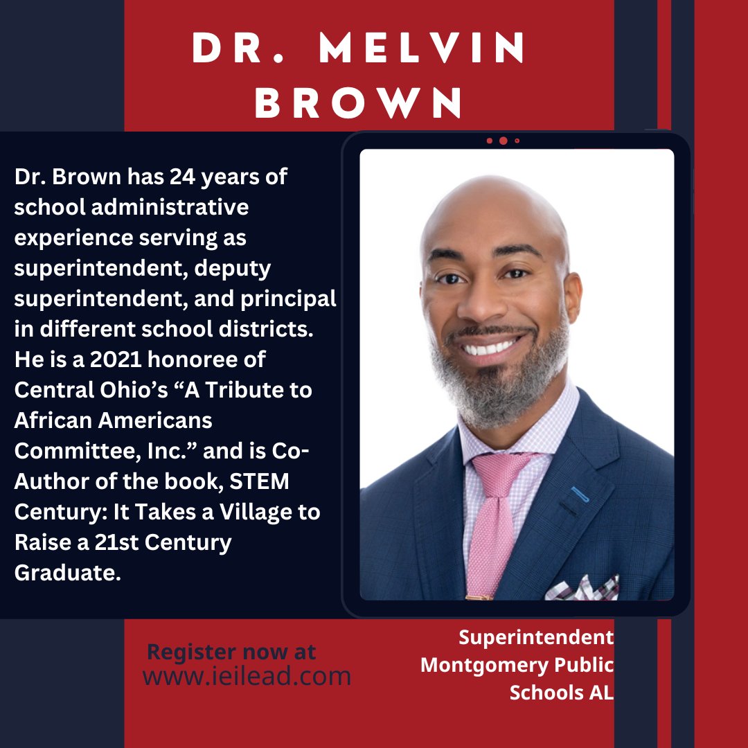 #ieilead is excited that @SuptMJBrown will be a speaker for this cohort. We know that he will have invaluable insights for our aspiring superintendents!

There is still time to join! Visit: ieilead.com