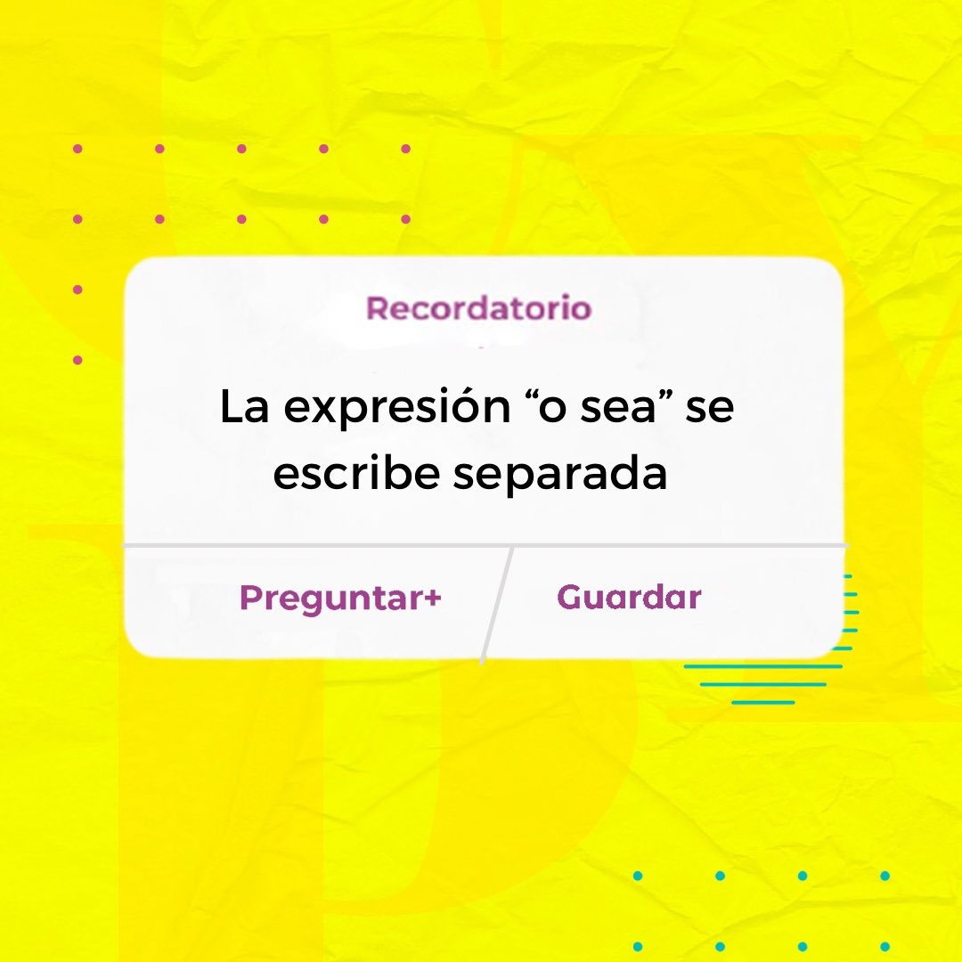 GongoraAR's tweet photo. RECORDATORIO 🗓⏰
O SEA ☑️
🗣👉🏻Se puede reemplazar por “es decir”, “esto es”.
✋🏻Otra cosa es el adjetivo “ósea”, estructura ósea.
#osea #comoseescribe #comosedice #ortografía #redacción #errores #gramática #español #castellano #lengua #duda #dudas #adjetivo #expresion https://t.co/9LqQzdPr5p