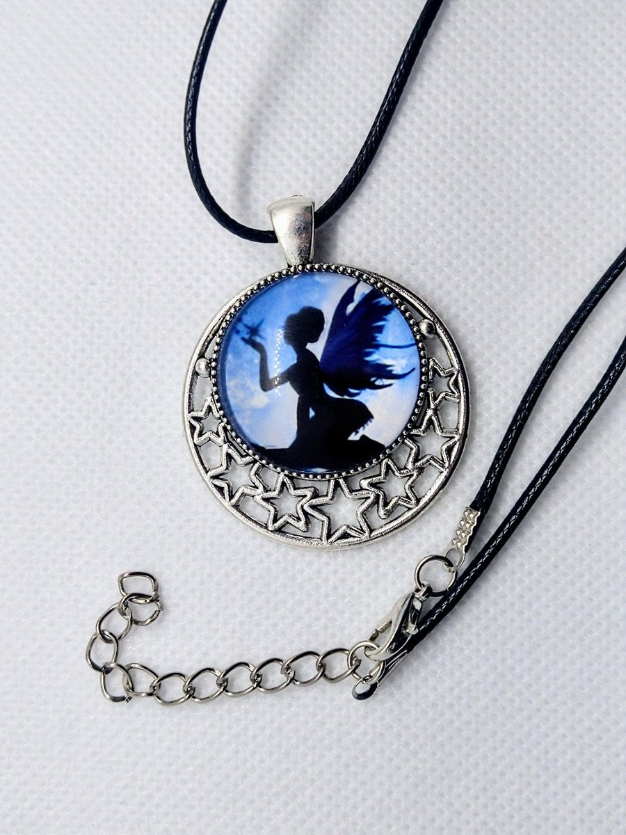 Excited to share the latest addition to my #etsy shop: Alternative Silver Pendant Necklace Fairy Magic Stars Celestial Leather Cord Chain etsy.me/3N0nfae