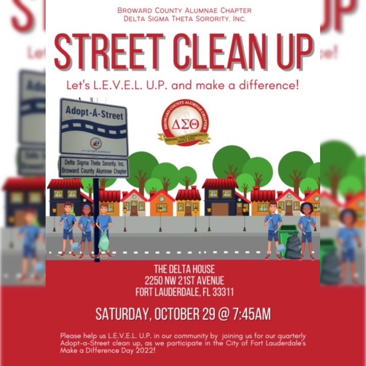 BCACDST's tweet photo. Please join us on Saturday, October 29 @ 7:45am for our quarterly Adopt-a-Street Clean up. This event is open to volunteers from our community.
#Bcacdst #dst1913 #dynamicsouthernregion #service #community https://t.co/uXpiDkdZUq