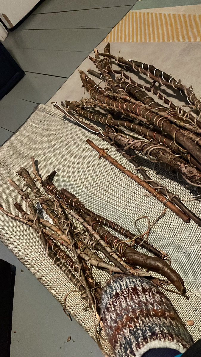 MissPhill88's tweet photo. An evening of tying string onto children’s collected sticks, ready to explore the forest and collect memories , by using our Journey sticks 🍂🪵🌿🌲🍀🍃🍄 #dosbarthbuttercups https://t.co/1QzOXrOmWw