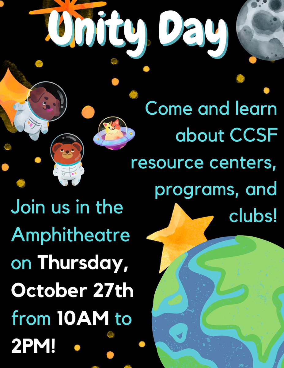 ascocean's tweet photo. Unity Day is this Thursday at the Amphitheater from 10-2p.m! Don’t miss out on exploring the many clubs and resources we have available at @OfficialCCSF https://t.co/k5tj7tYtoZ