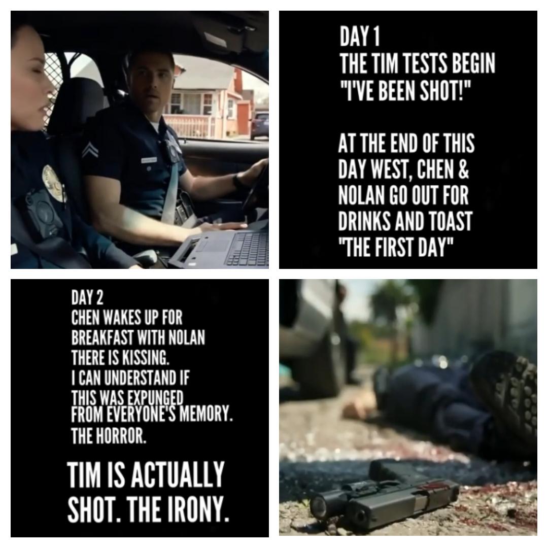 StarJumpsPanda's tweet photo. "I saved his life first day on the job..."
No, Lucy. You didn't. 

Lucy saved his life on the second day - after she woke up, had breakfast, and made out with Nolan that morning. But maybe everyone (including @therookie writers) have forgotten all about that... #chenford https://t.co/NW7Z4BXdE6