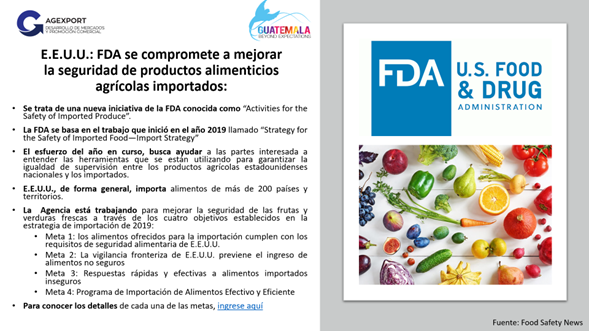 inteligencia_me's tweet photo. Con el 55% de las #frutas y #verduras frescas #importadas de terceros países hacia #EEUU, la FDA busca esfuerzos nuevos para que los consumidores estén seguros al consumir dichos #productos. @LPAJimenez @AGEXPORTGT https://t.co/1EfrxKFXAO