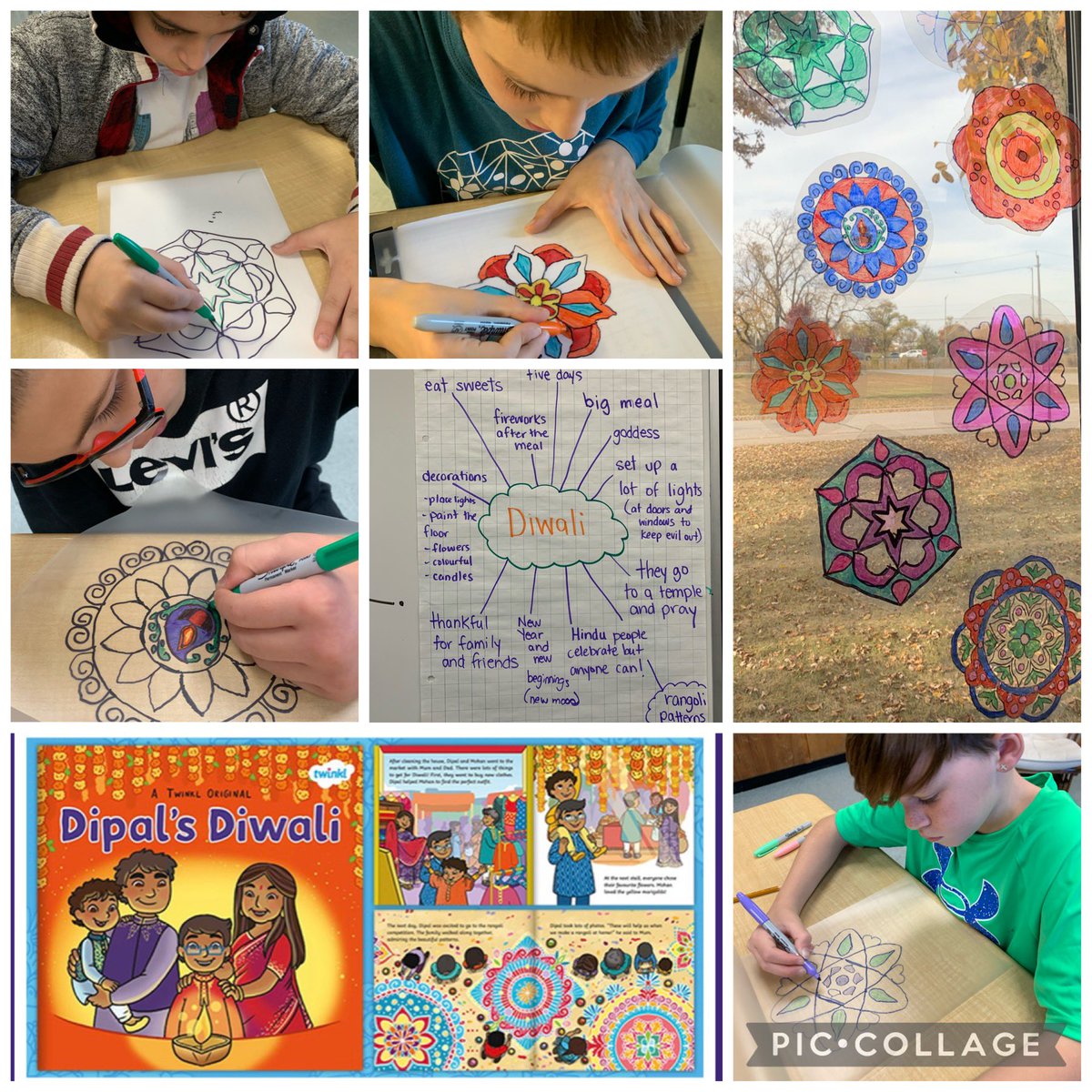 Mrs_Metler's tweet photo. Happy Diwali!! We created beautiful #RangoliPatterns after learning all about how to celebrate the Hindu Festival of Lights⨠@JAMMustangs @gecdsbpro https://t.co/lmgAZ12dWD