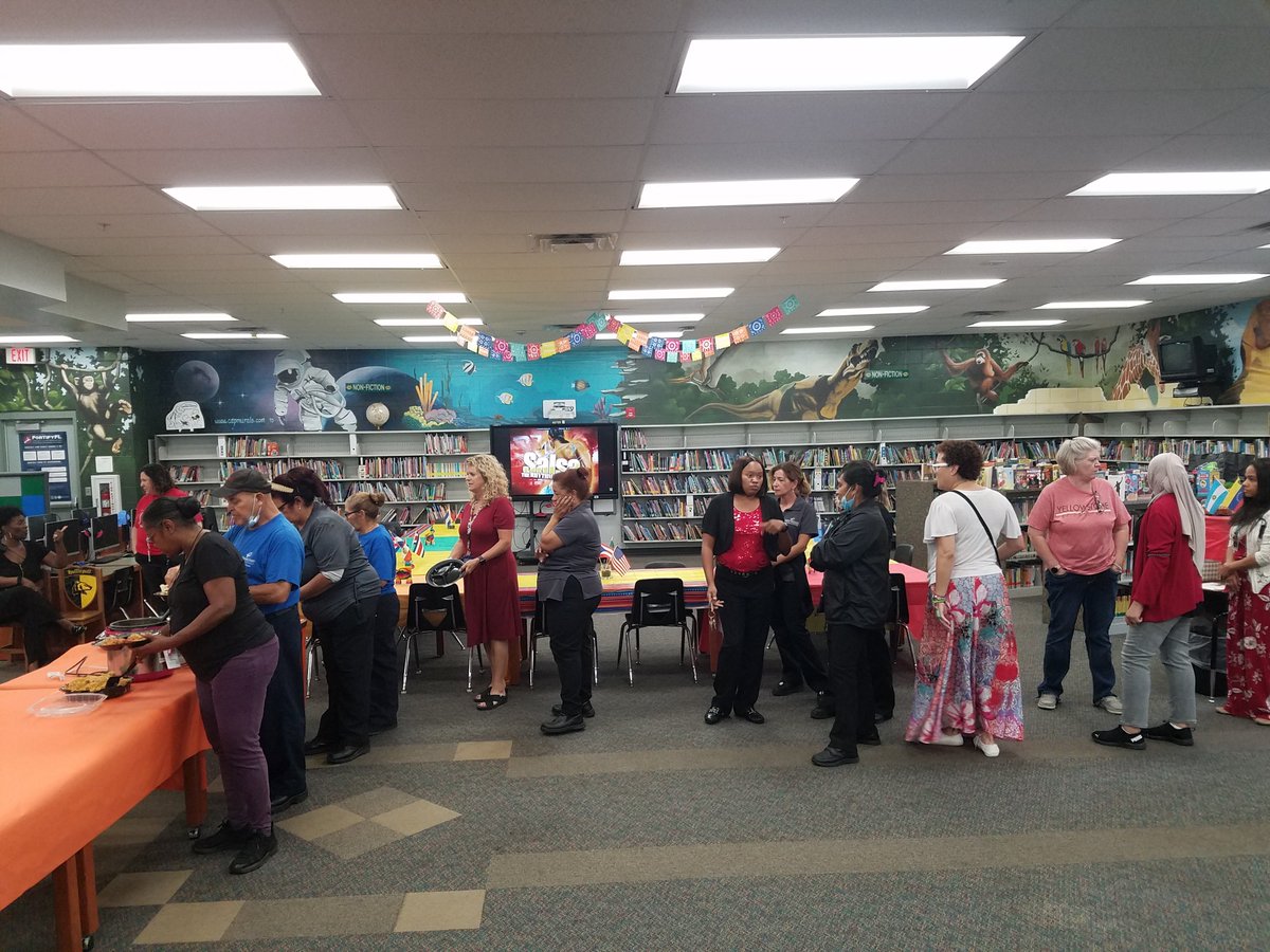 LmsFields's tweet photo. Celebrating our Hispanic Heritage with staff pot luck @hubofschool @TransformHCPS @Kimbell_HCPS https://t.co/pBax0KB4tQ