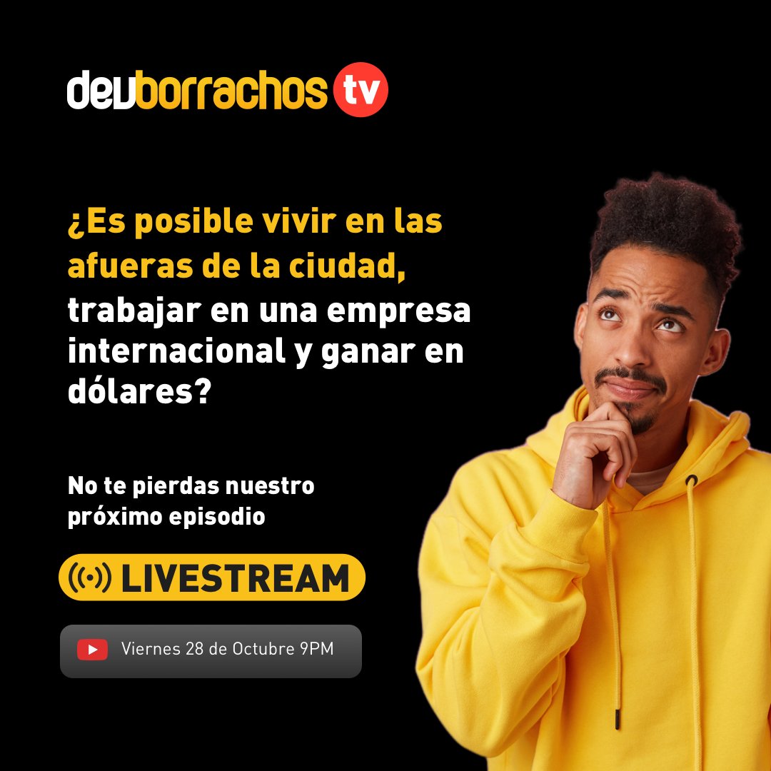 DevBorrachosTV's tweet photo. Si eres de los que siempre ha querido dar la milla extra, no te puedes perder este episodio junto a @sandiellyortega 🔝 

Trae tu trago y únete a nosotros a través del link en bio, no dejes que te lo cuenten🍻

#devborrachostv #softwaredevelopment #TerceraTemporada #liveStream https://t.co/LUNJWW5M8v