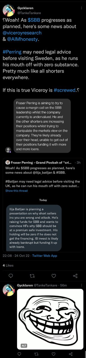 AIMhonesty's tweet photo. Example 1 &amp; 2 @BagholderQuotes. @ilija_batljan, if you dont come clean, I'll publish the email! 

$SBB, where liars run a company with constant deception. Unfortunately, #Batljan knows we have a very strong following. https://t.co/HIRNq8WGyR