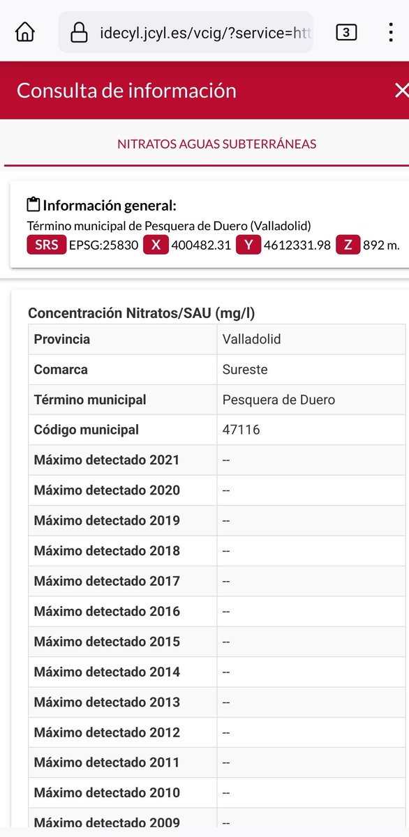 Pesquera de Duero tiene (censo porcino) 13.891 cabezas. Esta ampliación supone ⬆️ 50%. La Junta no ofrece datos de nitratos en aguas subterráneas en este municipio, uno de los 330 que la Junta eliminó del primer borrador de Decreto de Zonas Vulnerables. ecologistasenaccion.org/122114/la-junt…