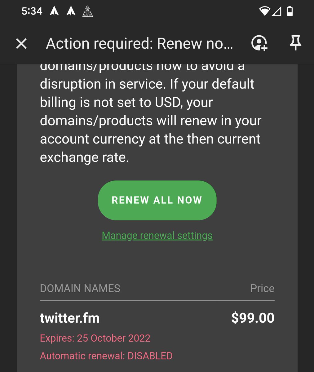 Should I renew my domain twitter.fm?