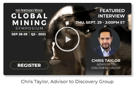 DiscoveryExpl's tweet photo. Watch Chris Taylor's fireside interview for the Global Mining Symposium! Chris is the former President & CEO of Great Bear Resources and current Advisor to Discovery Group.
https://t.co/ZmuZZIzrgW
#GMS2022 #Mining #Exploration https://t.co/MwnybhTyEq