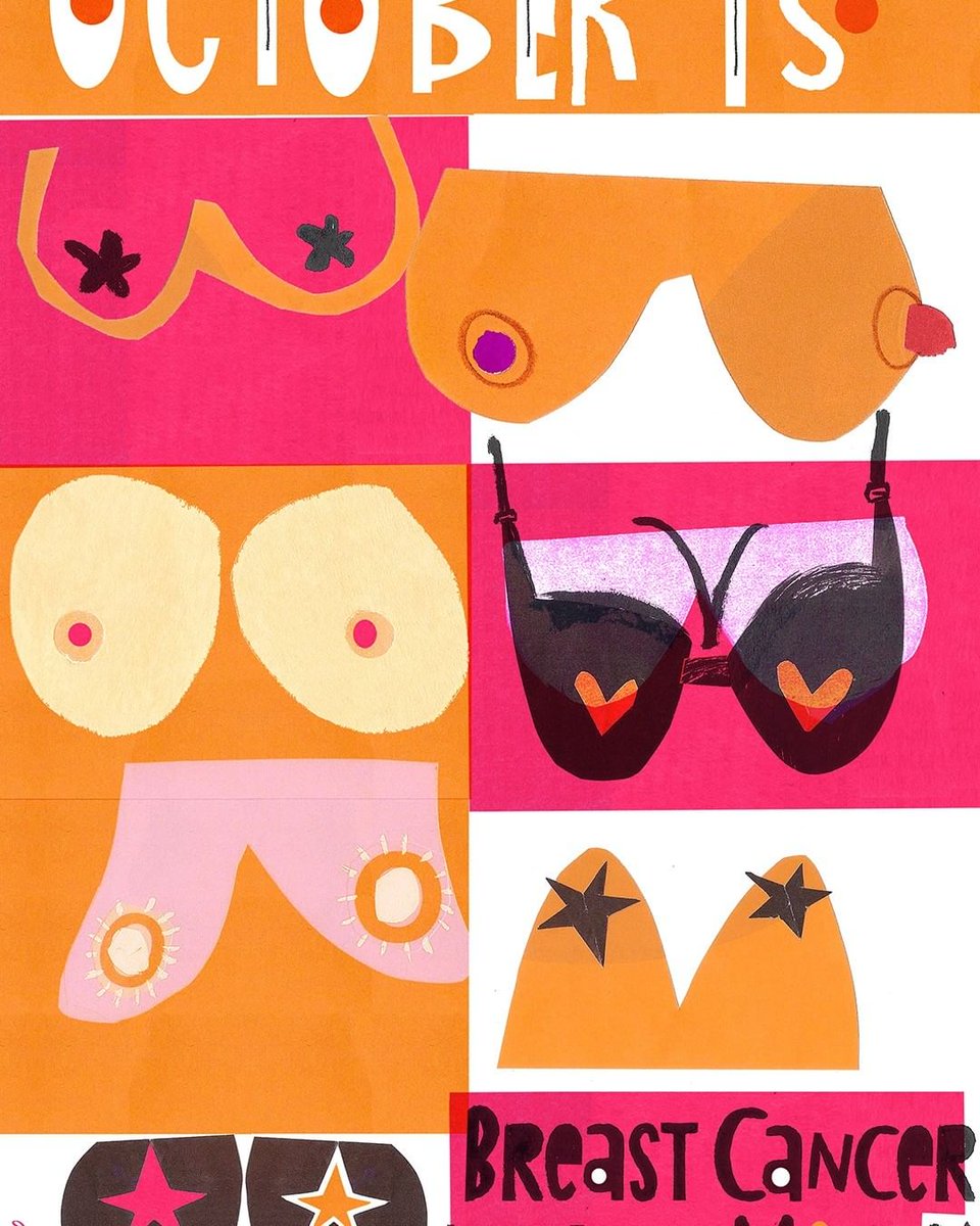 It's Breast Cancer Awareness Mont... Workbook.com #illustration #editorialillustration #mammograms #mammogramssaveslives #cutpaper #collage #scrappaper #breasts #breastcancerawareness #illustratorsoninstagram #typedesign #womenillustrators #donnagrethen #workbookartist