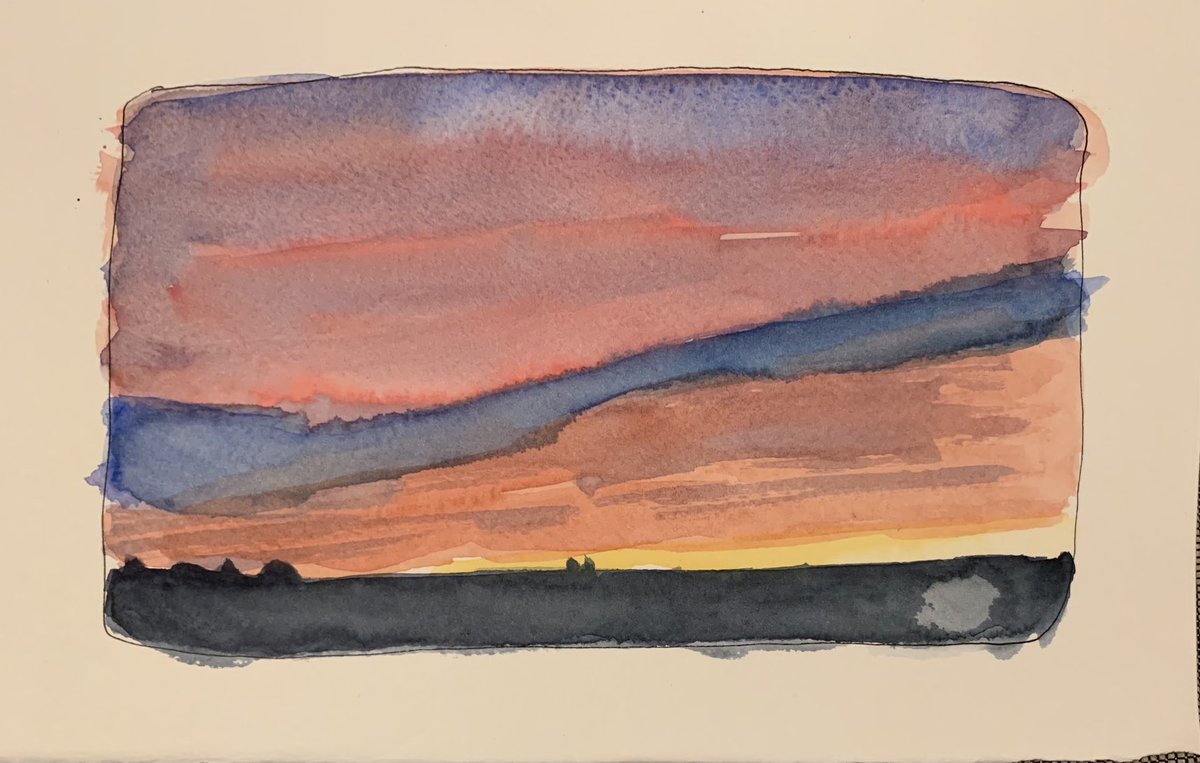 juuts's tweet photo. Autumn #sunset in watercolour https://t.co/wgvOoikSMk