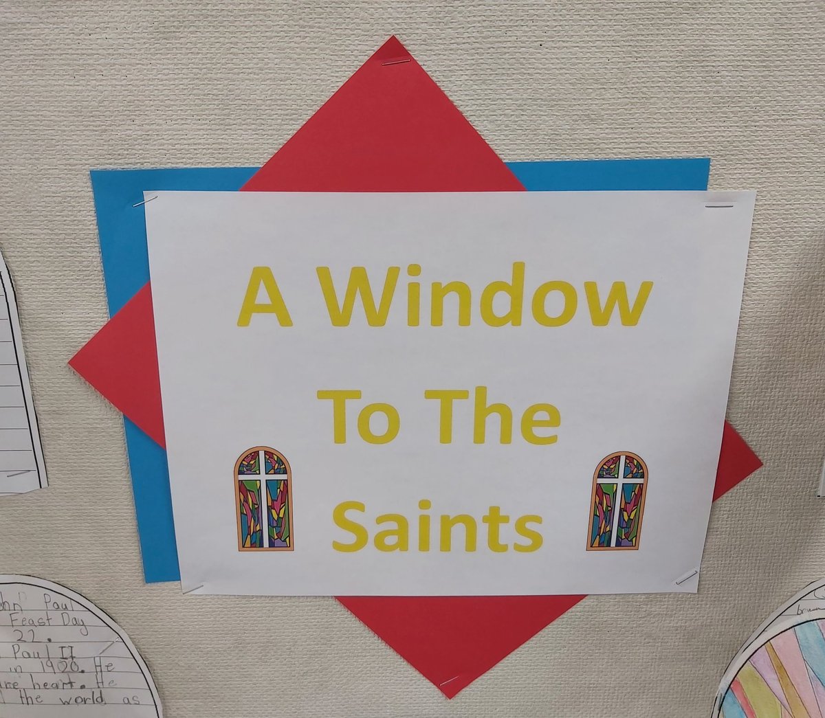 grade3withMrsH's tweet photo. I LOVE this project! Students designed and created their own stained glass window as a cover for their Saint report. #religionclass #BlessedAndGrateful https://t.co/T7OFECGgTr