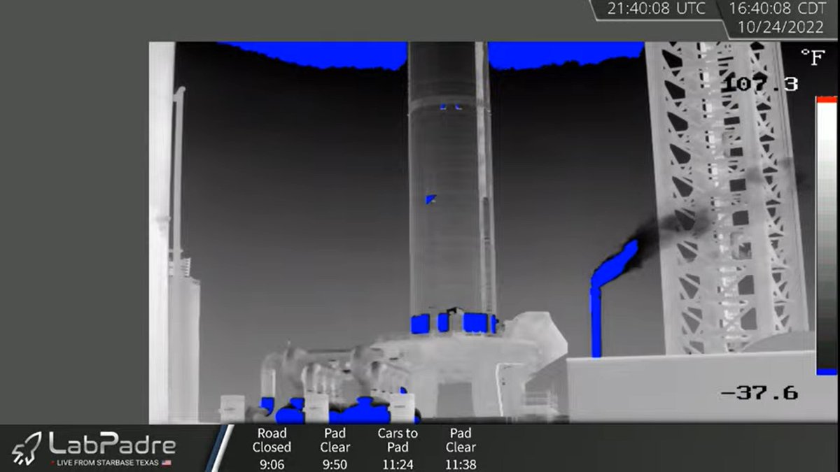 VickiCocks15's tweet photo. Finally it seems we have prop load on #B7 down at #Starbase. Was beginning to think #SpaceX were just purging and pump testing today! @LabPadre #PredatorCam https://t.co/2PLogYNen8