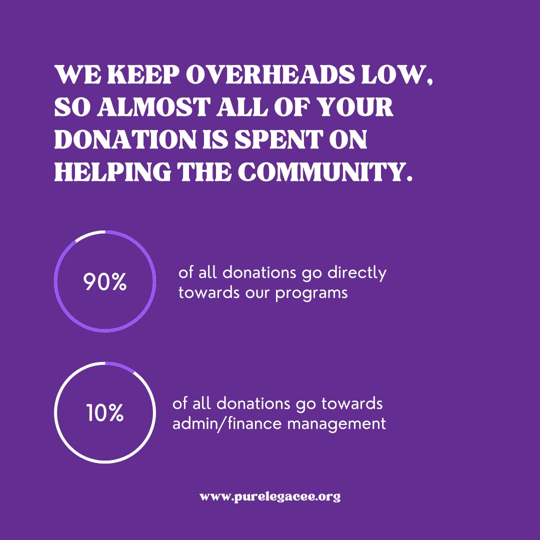 _purelegacee's tweet photo. We keep overheads low, so almost all of your donation is spent on helping the community. ⬇️

 #purelegacee #alternativetoincarceration  #nonprofit #Fostercare #youth https://t.co/IzUAIJQN5C