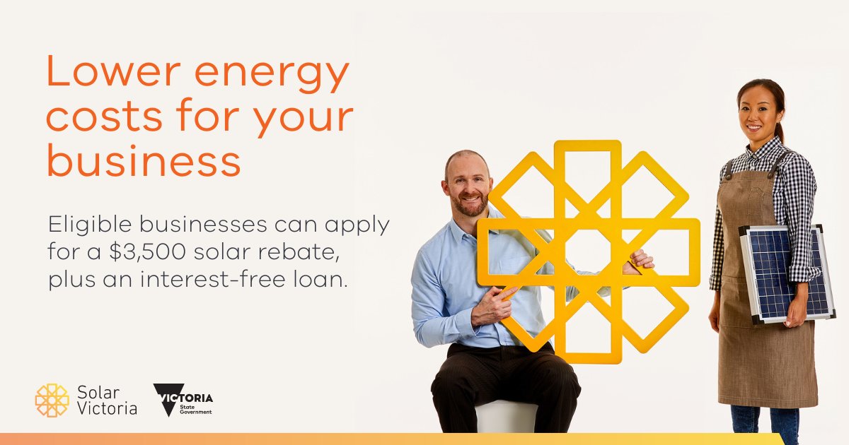 SolarVictoriaAU's tweet photo. 🎉 #SolarMilestone: 2,000 Victorian businesses have installed solar with a  #SolarforBusiness rebate! The program helps eligible businesses reduce their energy bills, so they can invest savings into other areas, while reducing carbon emissions. Learn more: https://t.co/n4Va7hXdAH https://t.co/gsY385TvWv
