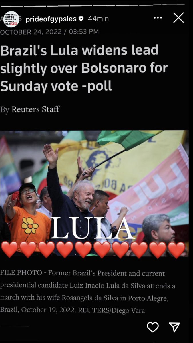 O ator Jason Momoa postou um story apoiando o Lula. ⭐