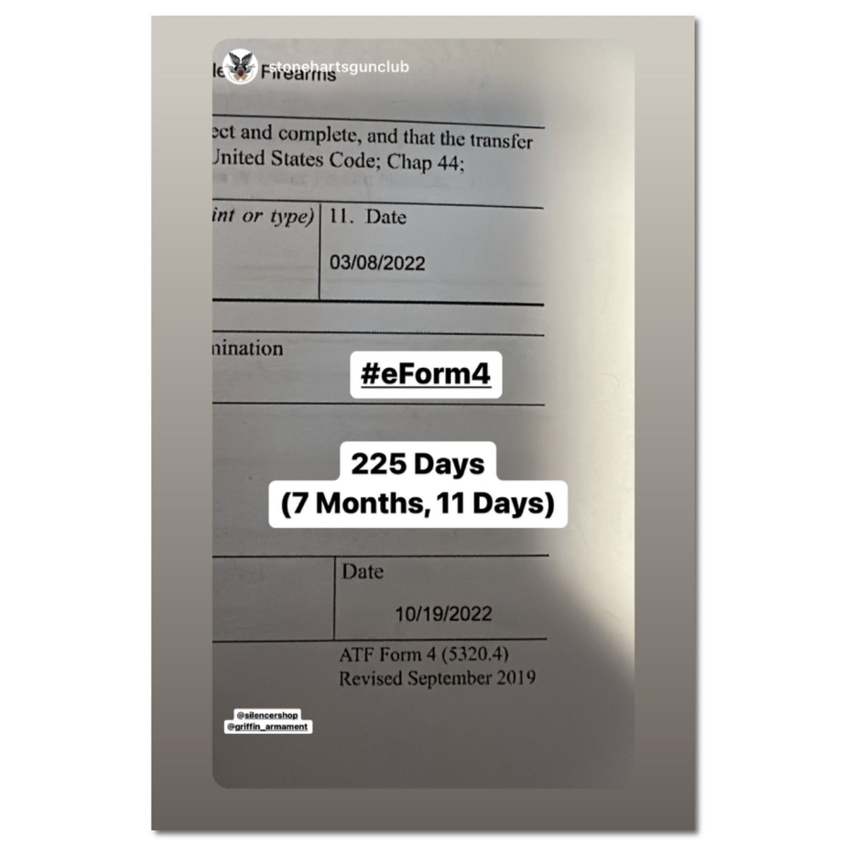 on Twitter "225 days eForm Submitted Mar 8 Approved Oct