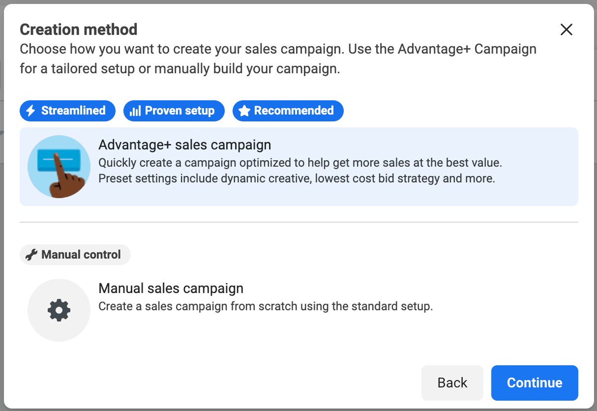 social_savannah's tweet photo. Advantage+ shopping campaigns are the future of Facebook media buying.

This new campaign type uses AI to eliminate the manual steps of ad creation and automates up to 150 creative combinations at once.

I'm already seeing these perform 10-20% better than our BAU campaigns. https://t.co/Vw6KbzaUYQ