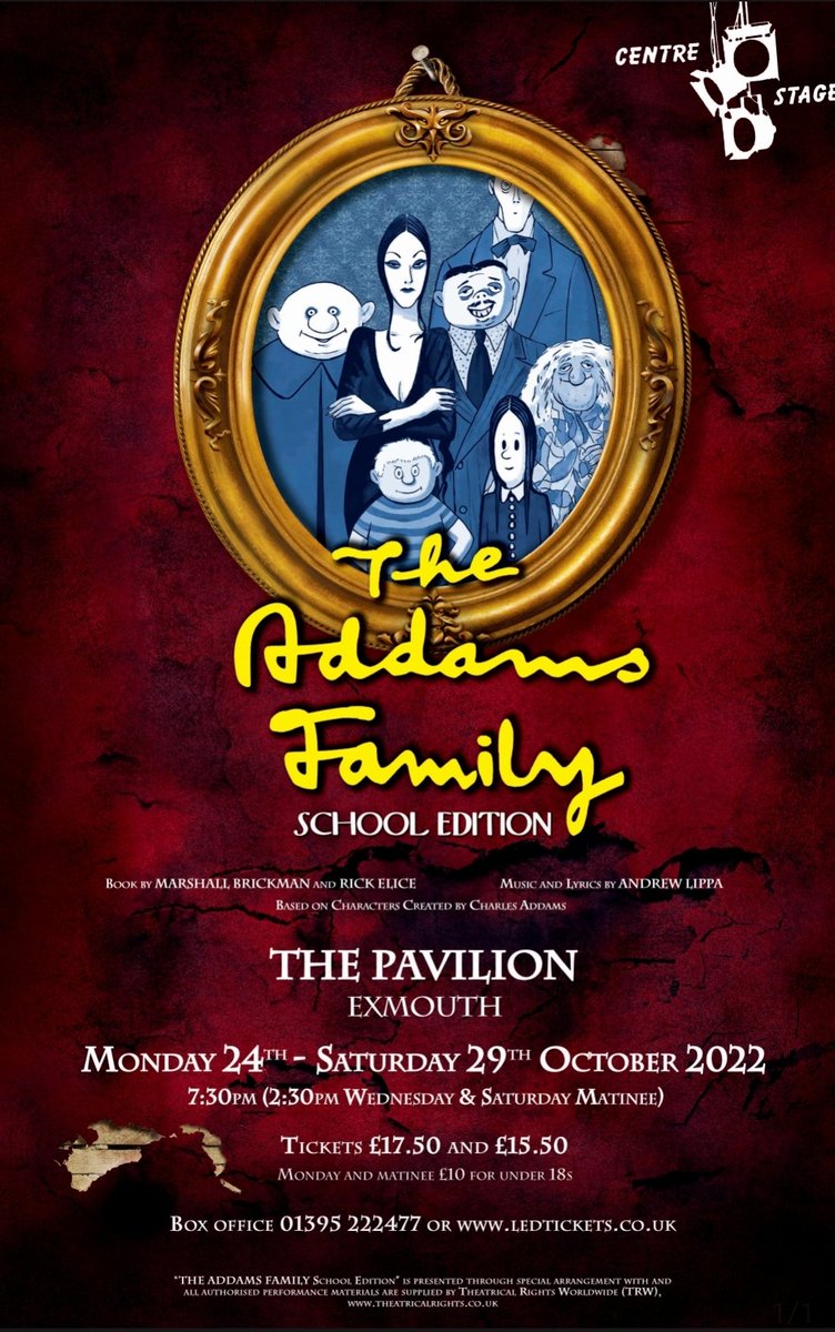 WHAT A GREAT OPENING NIGHT!
Here's what some of our audience had to say... ''A mesmerising spectacular show'' - Kathryn-Exmouth, ''So impressed....what an amazingly performed show!'' - Katie-Surrey 
We're back tomorrow, until Saturday night. 
#theaddamsfamily 
<a href="/ExmouthNubNews/">Exmouth Nub News</a>