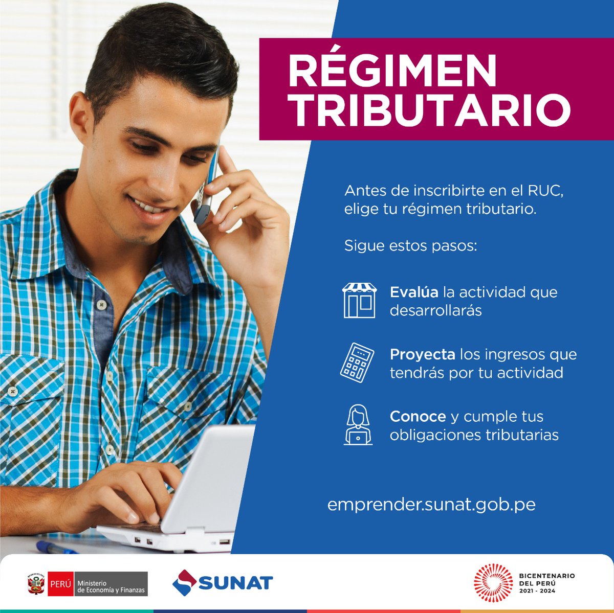 ☝🏾 La #Sunat tiene un régimen tributario adecuado al tamaño y modelo de tu #negocio, #empresa o #emprendimiento. 👩🏾‍💻👨🏾‍💻 emprender.sunat.gob.pe ¡Elige el que más te conviene!