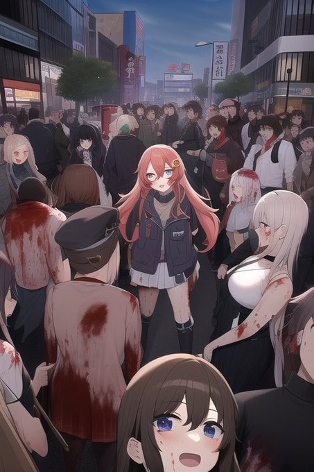 「秋葉原の街中で暴徒に囲まれて殺される血まみれのお絵描きAIちゃん」

AIで生成したお絵描きAIちゃん殺しです
批評生。 