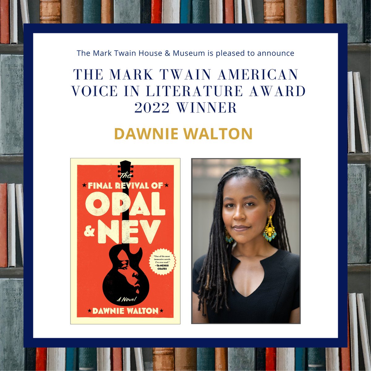 oxfordamerican's tweet photo. Congratulations to OA contributor @dawniewalton, who recently received The Mark Twain American Voice in Literature Award for The Final Revival of Opal and Nev! Read Walton’s short story “The High Shelf” in #Issue114 of the OA: https://t.co/G9Wabupeh0
Photo courtesy @TwainHouse https://t.co/ITKQizVa4v