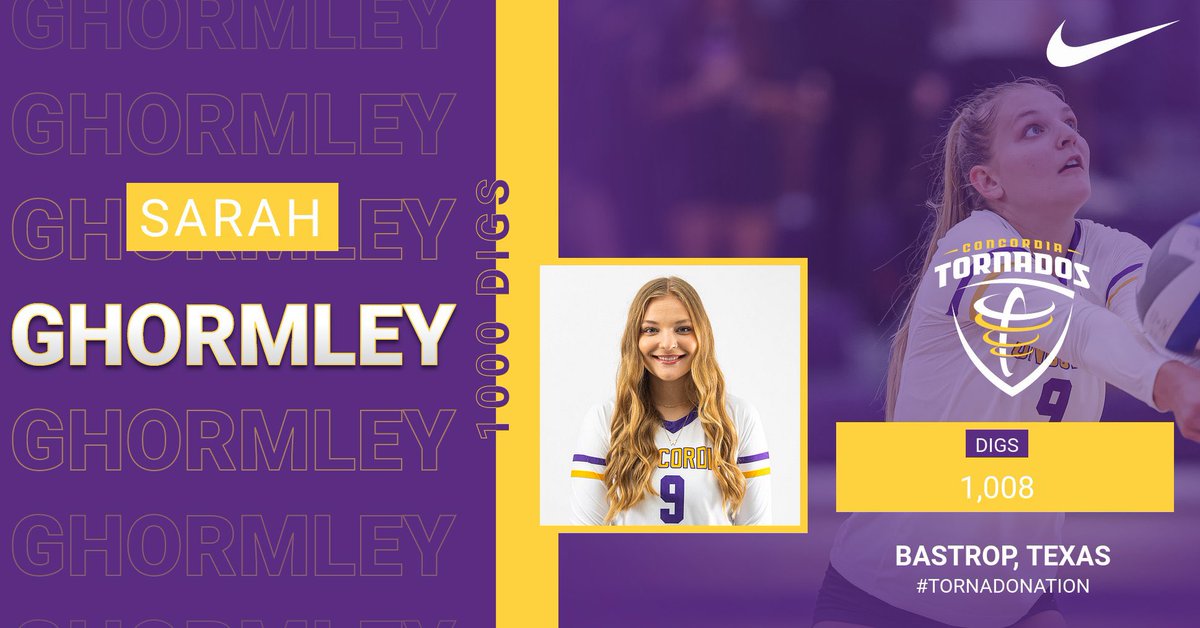 CTXAthletics's tweet photo. Congratulations to volleyball’s outside hitter Sarah Ghormley for reaching the 1,000-Digs Milestone!

The senior currently has 1,008 digs and is the 11th player to join the club! 

Come watch Sarah &amp; CTX tomorrow when we host Howard Payne for Senior Day at 6PM! #TornadoNation https://t.co/8XUhD9x4Bu