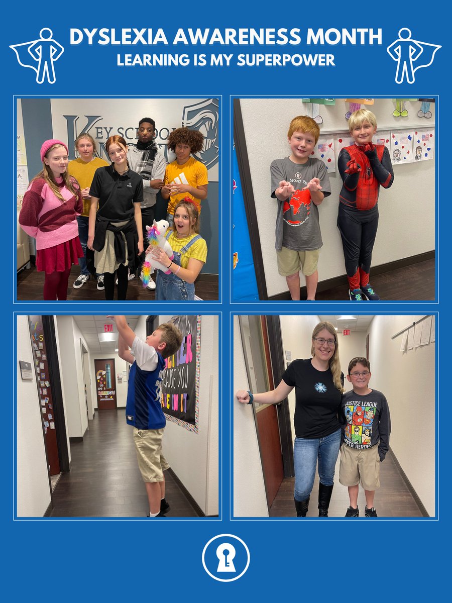 KeySchoolFW's tweet photo. Happy Spirit Week Day 1!
Did you know we have so many superheroes on campus?? We think our students &amp; teachers are superheroes every day! 
Can't wait to see the tacky tourists tomorrow!
#dyslexiaawarenessmonth #dyslexia #kcld #keyschool #spiritweek https://t.co/xz6h8lJ2tk