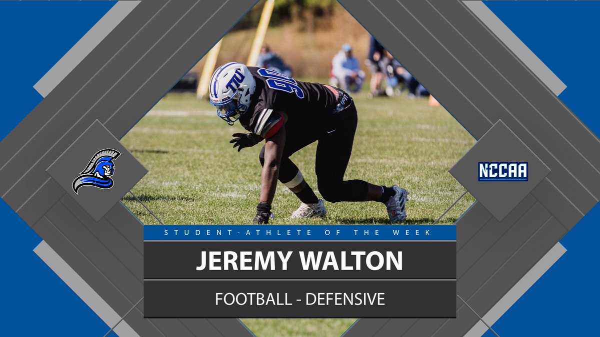 🏈 Student-Athlete of the Week 🏈
#NCCAAFootball - Defensive
𝐉𝐞𝐫𝐞𝐦𝐲 𝐖𝐚𝐥𝐭𝐨𝐧, Trinity International University
the-n.cc/3f2gpV6 | #PlayForHim