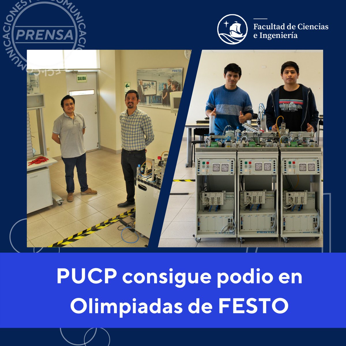 fcipucp's tweet photo. ¡Hey Panda! 🐼

🏆| Nuestra universidad consiguió podio las Olimpiadas de FESTO 2022.

📰| Conoce la experiencia y motivaciones de nuestros participantes en la siguiente nota
👇👇👇
https://t.co/gNrGMGNzrR https://t.co/y30g55HPXj