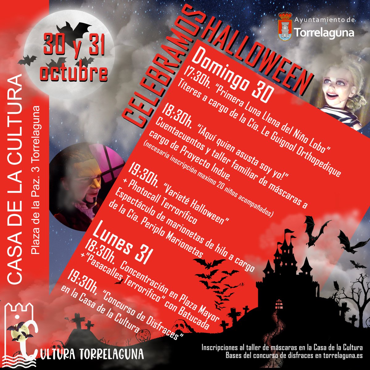 💀  Se acerca la fiesta más espeluznante de todo el año en la que podrás disfrutar de teatro, cuentacuentos, taller de máscaras, pasacalles terrorífico con batucada, concurso de disfraces...

Consulta bases y programación en 
👉  torrelaguna.es/halloween-2022/

#Halloween2022