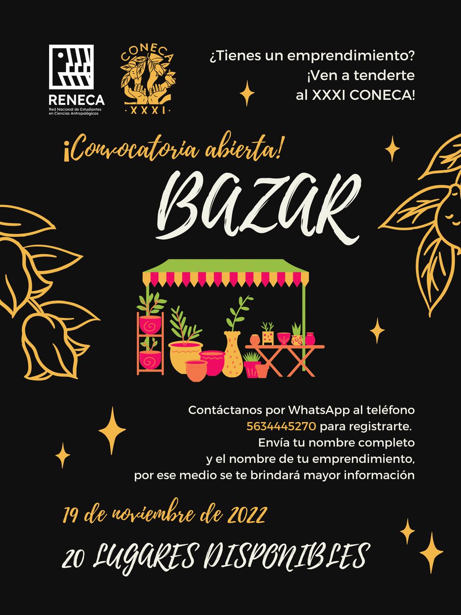reneca_mx's tweet photo. ¡Convocatoria para bazar abierto!
Contáctanos vía Whatsapp al 5634445270 o al correo renecauaemor@gmail.com para enviar tu información y registrarte a nuestro bazar.

#reneca #coneca #antropología #arqueología #antropologia #bazar https://t.co/WN6Unj4qRk