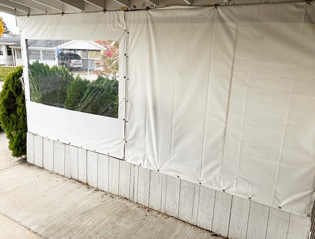TarpsNow1's tweet photo. #CustomTarps and #CustomCurtains are a great asset for any project or fixture where exact dimensions make a big difference. Here is excellent use of White 18 oz Vinyl Curtains to create an easy to install functional wall in this Western Michigan carport. https://t.co/jVMDd8LfdG https://t.co/M10bvytZVY