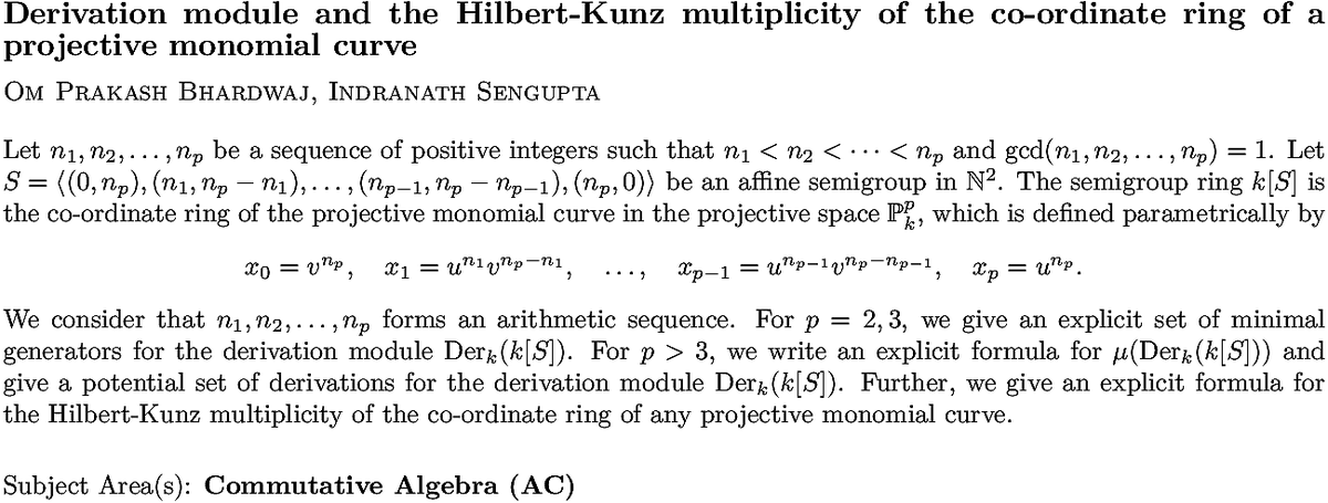 math.AC Commutative Algebra arXiv submissions tweet media