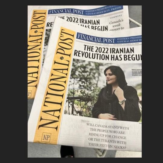 دیگر رسانه‌های غرب هم نام «انقلاب» را برای خیزش سراسری مردم ایران به کار‌ می‌برند… 

انقلاب ۲۰۲۲ ایران آغاز شده، آیا کانادا در کنار مردم می‌ایستد یا ستمگران؟ 

صفحه اول‌روزنامه پر‌تیراژ نشنال پست کانادا… نوشته نازنین افشین جم فعال حقوق‌ بشر 
#مهسا_امینی 
<a href="/NazaninAJ/">Nazanin Afshin-Jam MacKay</a>