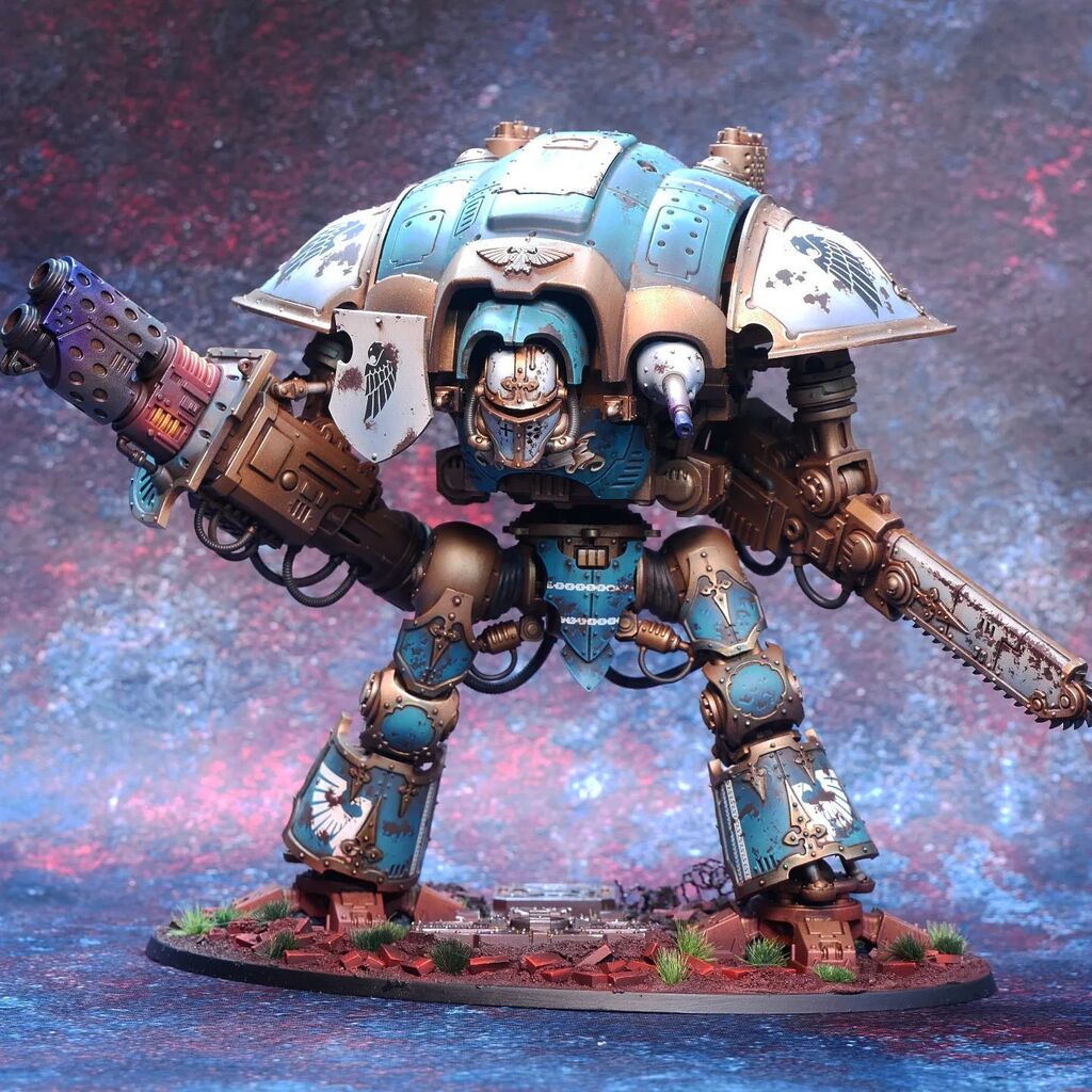 MohawkMiniatur2's tweet photo. Who doesn't love an Imperial Knight?! They're awesome canvasses and you can do so much with them!
#warhammer #warhammer40k #40k #knights #knight #titan #mini #miniatures #commission #paintingwarhammer #airbrush #art #minipainting #eavymetal #coolminiornot #coolmini #paintin… https://t.co/07LWTkz1KV