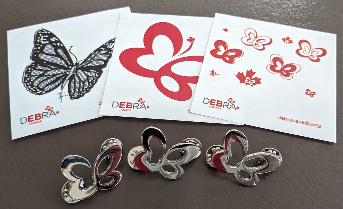 EB Awareness Week Oct 25-31, 2022. We challenge YOU to wear a DEBRA butterfly pin or tattoo. Share to social media with #wingsforEB, #EpidermolysisBullosa, #EB, #EBAwarenessWeek, and tag us @DEBRACanada. @InterDEBRA. Request a FREE pin or tattoo at buff.ly/2SoRegk