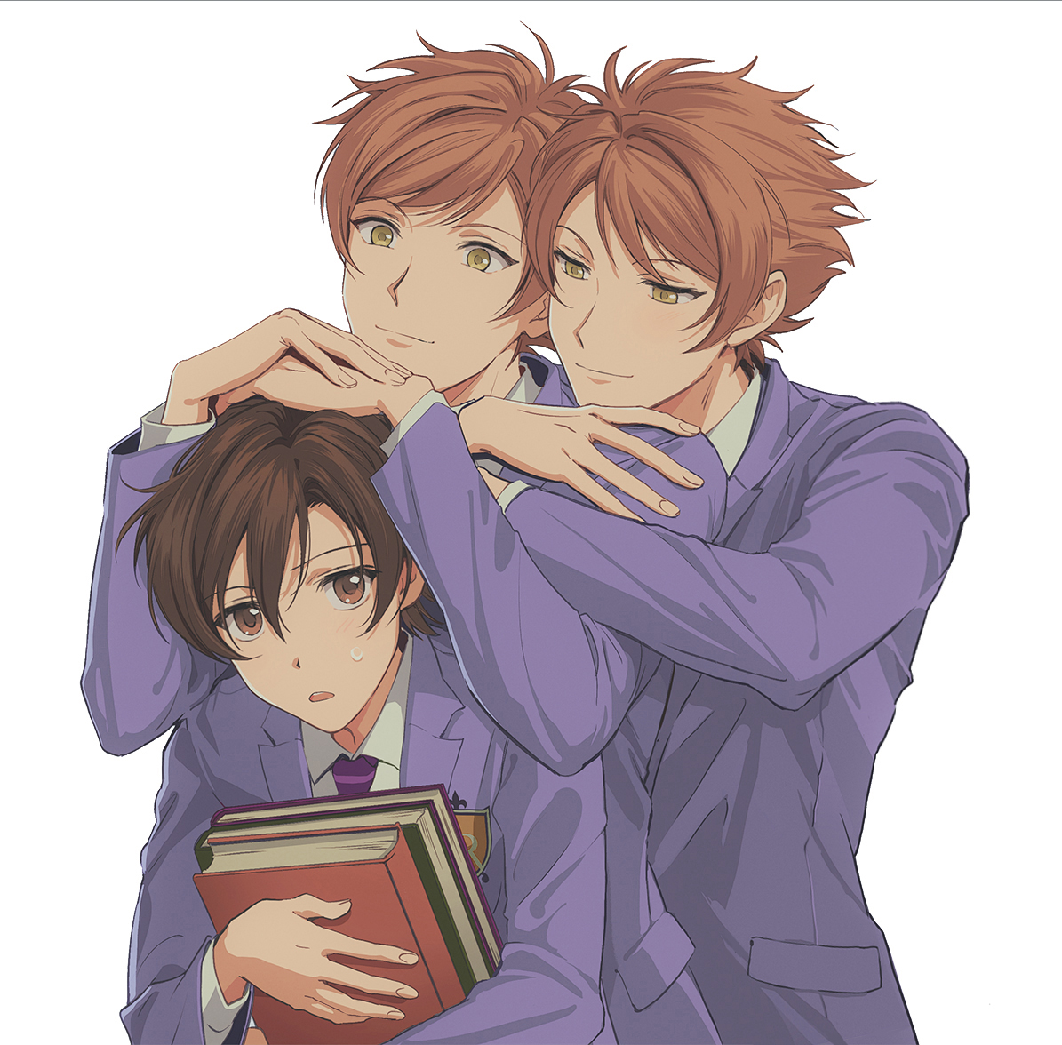multiple boys book siblings male focus brothers school uniform necktie  illustration images