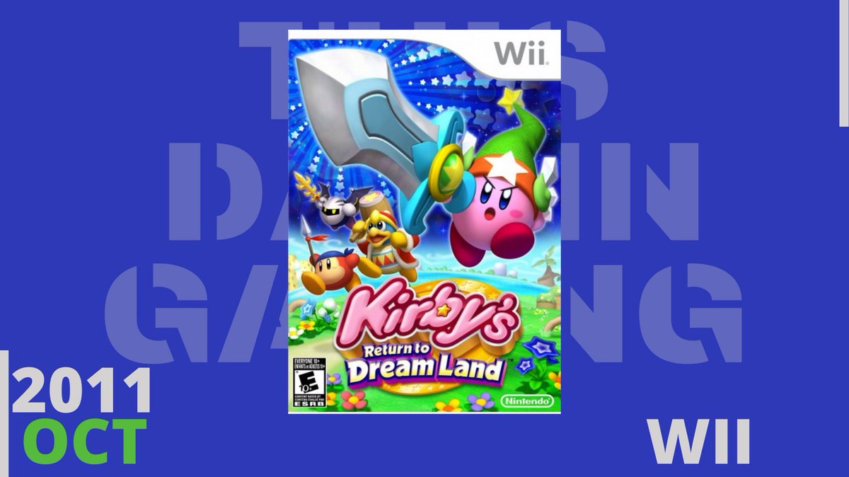 RandomJuicyFact's tweet photo. This Day in Gaming.
11 Years Ago (October 24, 2011).
Kirby's Return to Dream Land - Wii. 

#gaming #gamer #games #ps4 #playstation #calendardays #dailyholidays #holidays #nationaldays #weirdholidays #nintendo #luigi #nintendoswitch #nintendofan #mario #xbox https://t.co/JPRrpQgsDa