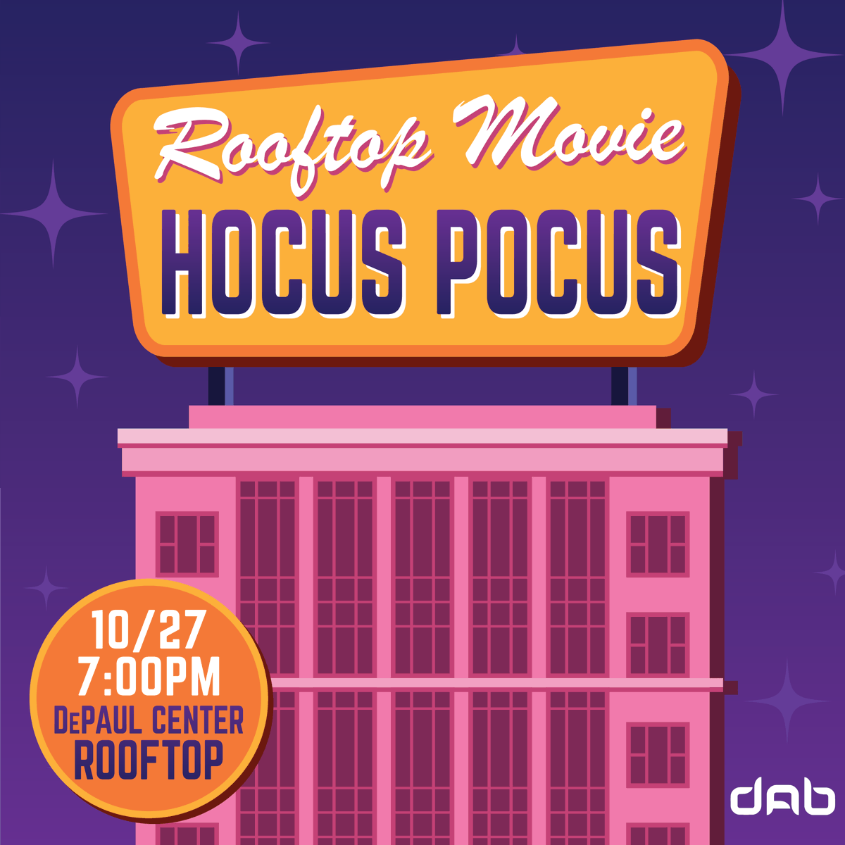DePaulLoopLife's tweet photo. Looking for some fun this week? Catch a showing of Hocus Pocus, grab some food, and join some of our fun giveaways! Our Rooftop Movie will be at the Loop Campus, on 11th Floor Terrace, on Thursday (10/27) at 7:00 PM! 🎃🧹 https://t.co/2AUpusdauS