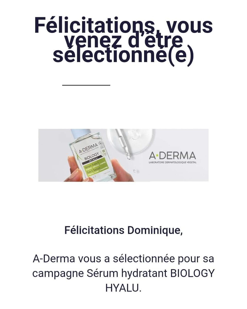domi54test's tweet photo. Je suis trop contente nouvelle sélection avec Sampleo
Je vais testé un sérum de chez A-Derma j'ai trop hâte
Merci @sampleo
#test #testeuse #testproduit #beauty #beauté #serumvisage #hyalu #3en1 #hydratation https://t.co/w0Rp6HEISE